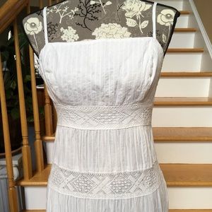 INC White Boho Maxi Dress Eyelet